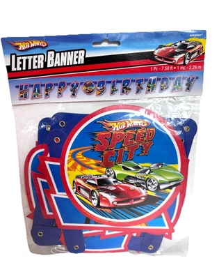 Hot Wheels Speed City Happy Birthday Letter 7 Feet Banner Party Amscan 2009 NOS - Image 1 of 4