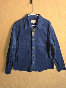 Goodfellow & Co Corduroy Shirt Jacket Mens Large Blue Button Front Long 203 - Picture 1 of 4