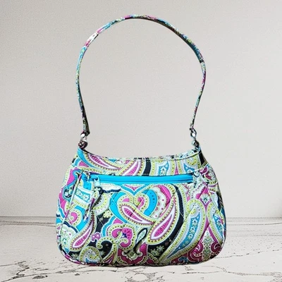 Vera Bradley Pequeño Bolso de Mano Cartera Zoe Paisley Seda Acolchado Algodón Limitado Retirado Foto 1 de 4