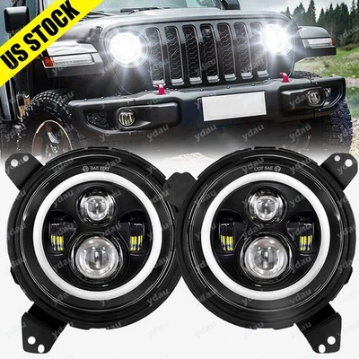 Pair 9"inch Round LED Headlights for Jeep Wrangler JL Gladiator JT 2018-2024 - Image 1 of 4