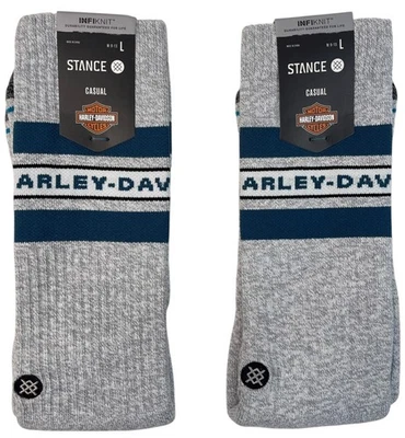 New Stance x Harley Davidson Grey Socks 2 Pairs Men's Size Large 9 - 13 $40 MSRP - Image 1 of 3