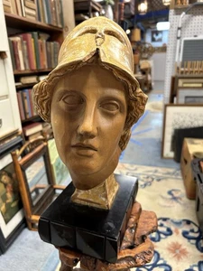 Athena WOOD Bust Statue Athena Greek god Sculpture mythology goddess Roman - Picture 1 of 16