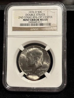 1976-D Kennedy Half Dollar NGC MS-64 Double Struck 2nd 85% Off Center Mint Error - Image 1 of 4