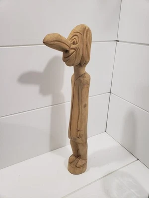 De Colección Arte Popular Tallado a Mano Hombre Flaco con Nariz Grande Divertido 15 Pulgadas  Foto 1 de 4