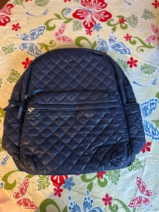 Peace Love & Fashion Quilted Backpack Adjustable Navy Blue Gold NWT - Picture 1 of 7