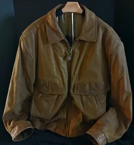 Peter England Brown Leather Bomber Jacket Medium/Large - Picture 1 of 13