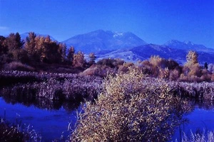 Vintage Slide, North Powder Pond #2 Oregon, Reflections, Mountains, Trees & Lake - Picture 1 of 1