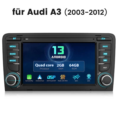 2+64GB Android 14 Für AUDI A3 8P 2003-2012 Autoradio Apple Carplay GPS Navi WIFI - Bild 1 von 4
