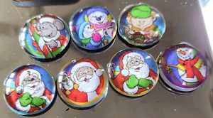 (7) Vidrio Imanes de Navidad de 1" Santa Claus Elfo Hombre de Nieves Niños Adorables Decoraciones - Imagen 1 de 2
