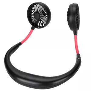Portable USB Rechargeable Lazy Neck Hanging Neckband Dual Cooling Mini Fan NEW - Picture 1 of 12