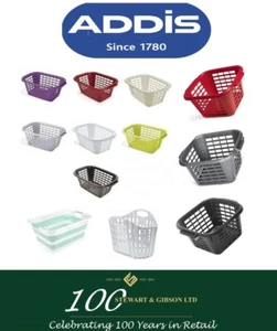 ADDIS LAUNDRY BASKET BLACK RED METALLIC LIEN WHITIE SQUARE RECTANGULAR - Picture 1 of 15