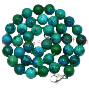 6/8/10/12mm Green Azurite Chrysocolla Round Gems Beads Jewelry Necklace 18-58'' - Picture 1 of 13