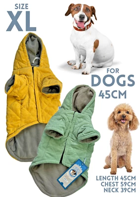 Dog Vest Coat Padded Corduroy Green Pet Jacket XL 45cm New - Image 1 of 4