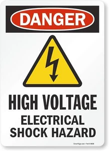 - U9-2436-ND_10x14 Danger - High Voltage Electrical Shock Hazard Label By | 1... - Picture 1 of 3