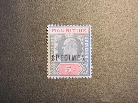 Mauritius Specimen Stamp KEVII 5 Cents Cover
