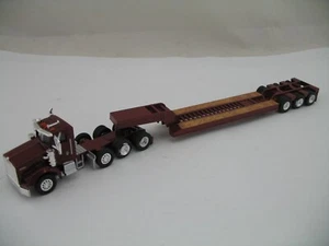 Trucks N’ Stuff HO Model SPT3272: Maroon Kenworth T800W DC Tractor w/ Lowboy Tra - Picture 1 of 13