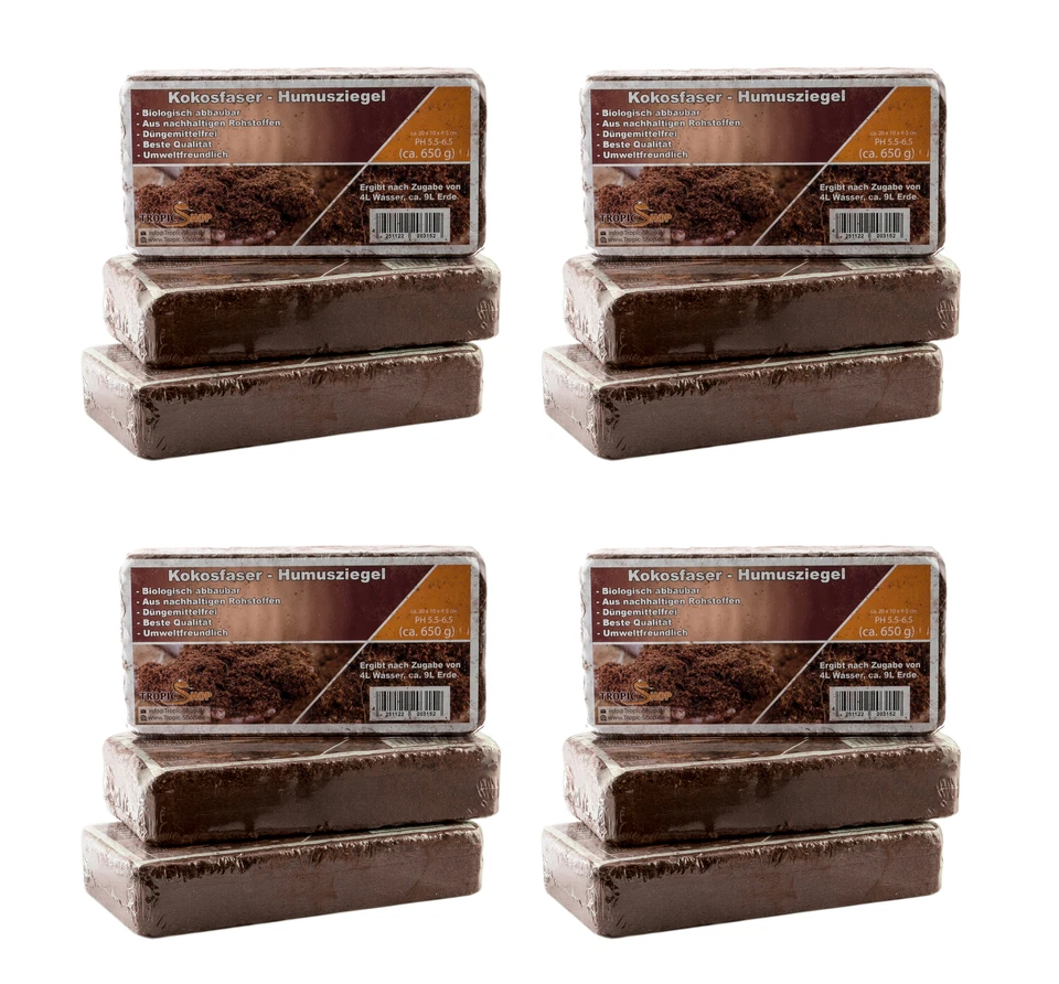 12 x 650g - Humusziegel, Blumenerde, Kokoserde für Hochbeet oder Blumentopf - Bild 1 von 1