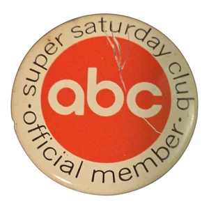 Vintage 1969 A.B.C. TV Saturday Morning Cartoon Club Pinback Button Pin - Picture 1 of 4