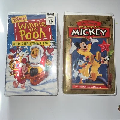 2 New VHS Disney Winnie Pooh And Christmas Too Spirit Of Mickey Mouse - Image 1 of 4