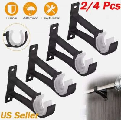 Soporte de barra de cortina individual de aleación de aluminio de 2/4 piezas soporte de pared de ventana para cortinas Foto 1 de 4