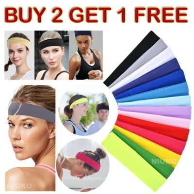 Stretchy Band Yoga Hair Bands Headband Gym Sports Plain Alice Band Girls School