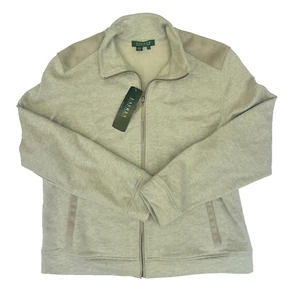 LAUREN RALPH Women Grey Full Zip Up HOODIE Pockets Long Sleeve L LARGE NEW NWT - Picture 1 of 8