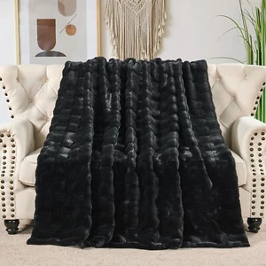 Brick Faux Fur Throw Blanket Luxurious Soft Reversible Micromink Blanket Gift - Picture 1 of 89