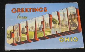 VINTAGE CLEVELAND, OHIO, SOUVENIR POSTCARD FOLDER, FOLDOUT - Picture 1 of 3