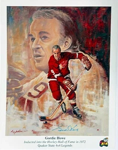 Gordie Howe Signed 1995 Detroit Red Wings 9.5x11 Lithograph (Quaker State Promo) - Picture 1 of 2
