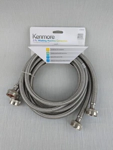 5FT Set (2 Hoses) Stainless Steel Washing Machine Inlet Fill Hoses Kenmore 3/4" - Picture 1 of 2