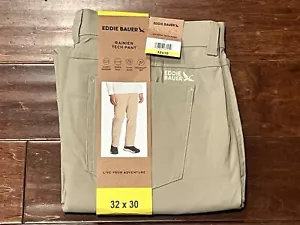 Eddie Bauer Beige Mens 32 x 30 Stretch Zip Cargo Pocket Nylon Rainier Tech Pants - Picture 1 of 4