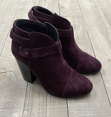 NIB $495 Rag & Bone Harrow Leather Booties In Oxblood Suede Size: 36.5 (US 6.5) - Image 1 of 4
