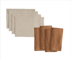 Set Of 4! NWT! Quince Organic Cotton Terracotta Napkins & Dune Placemats! (714) - Picture 1 of 18