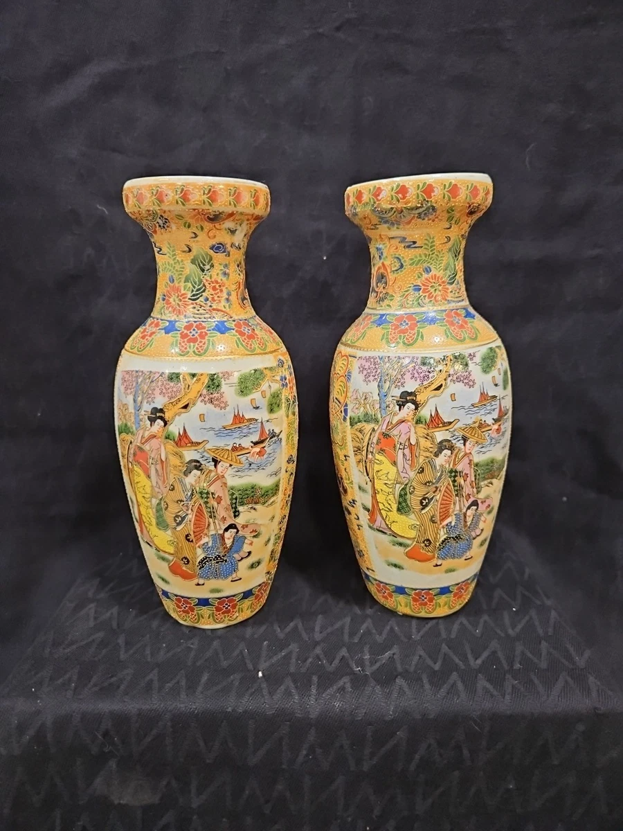 艺妓花瓶日本古董花瓶| eBay