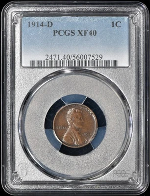1914-D Lincoln Head Cent 1c Penny PCGS XF40 - Nice Coin! - Image 1 of 3