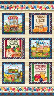 Benartex - Farmers Market Quilting And Crafting Fabric Panel With Vegetables  - Image 1 of 2