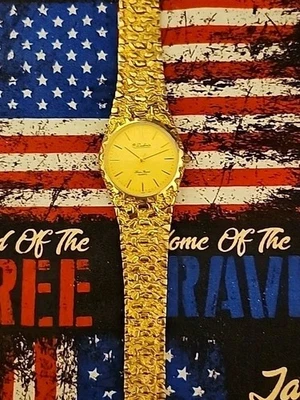 Reloj hombre pepita dufonte lucien piccard, nuevo stock antiguo, tono dorado, caja 32 mm. Foto 1 de 2