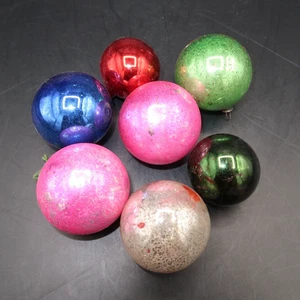 Mercury Glass Christmas Ornaments Set of 7 Various Conditions See Photos - Picture 1 of 8
