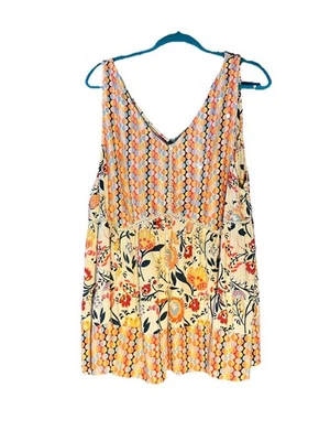 Top Angie Multicolor/Patrón Boho Bordado Profundo Delantero/Trasero Mujer’s Plus 3X  Foto 1 de 4