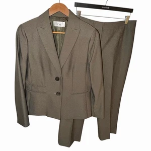 Le Suit Set Tuta Donna 2pz 2 Bottoni Blazer Pantaloni Grigio Ufficio Carriera Preppy Tg 8 - Foto 1 di 12