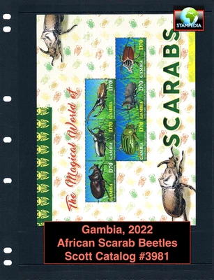 Valor Scott de $13,50 - 2022 GAMBIA Scarab Beetles s/s African CV MNH NH UMM Foto 1 de 4