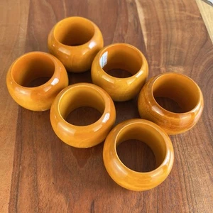 "Juego de 6 elegantes anillos de servilleta acabado brillante color marrón miel apertura de 1,5""" - Imagen 1 de 7