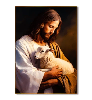 Jesus Holding a Sheep Wall Art – Christian Religious Home Decor, Inspirational - Image 1 of 4