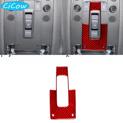 Red Carbon Fiber Roof Reading Light Button Cover Trim For Audi A3 S3 8Y 2021-25 - Image 1 of 4