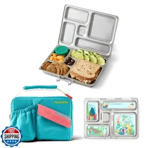 PlanetBox Rover Stainless Steel Bento Box Style Lunch Box Kit for Kids with 5 - Picture 1 of 5