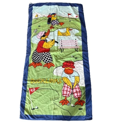 Toalha de praia de golfe vintage Terrimondo June Sobel Duck Links 1984 54” X 28” - Imagem 1 de 4