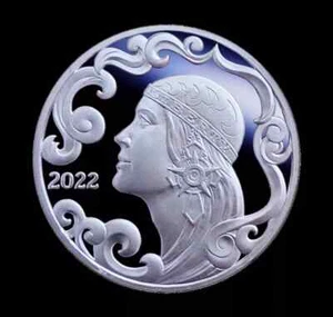 2022 LIBERTY’S SPARKLE 1 OZ .999 SILVER ART MEDAL ROUND GARY MARKS 777 WASTWEET - Picture 1 of 7