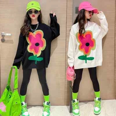 Otoño Invierno Niñas Suéter Algodón Flor Jacquard Suéter Plumón Algodón Chaleco Conjuntos Foto 1 de 4