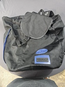 Versace Parfums Backpack Large Drawstring Nylon Black Blue Medusa Logo Bag Used - Picture 1 of 12