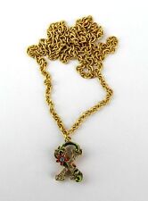 JAY STRONGWATER INITIAL "X" RED FLOWER GOLD PLATED CHARM 32" NECKLACE NEW NO BOX
